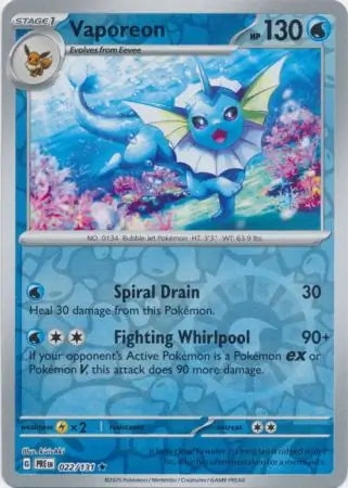 Prismatic Evolutions Vaporeon #022/131 reverse holo